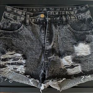 SHEIN Black Ripped Jean Shorts